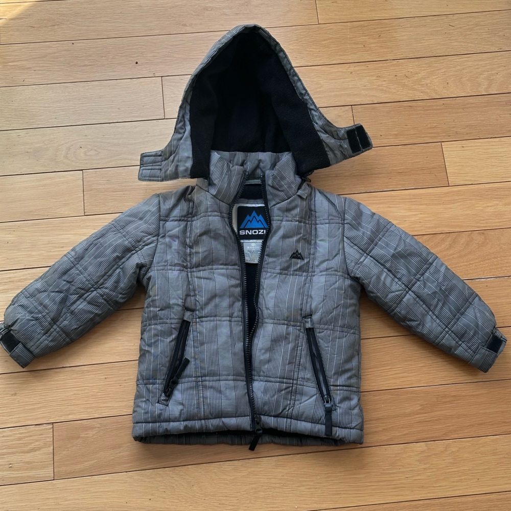Snozu Gray Plaid Puffer Jacket with Hood